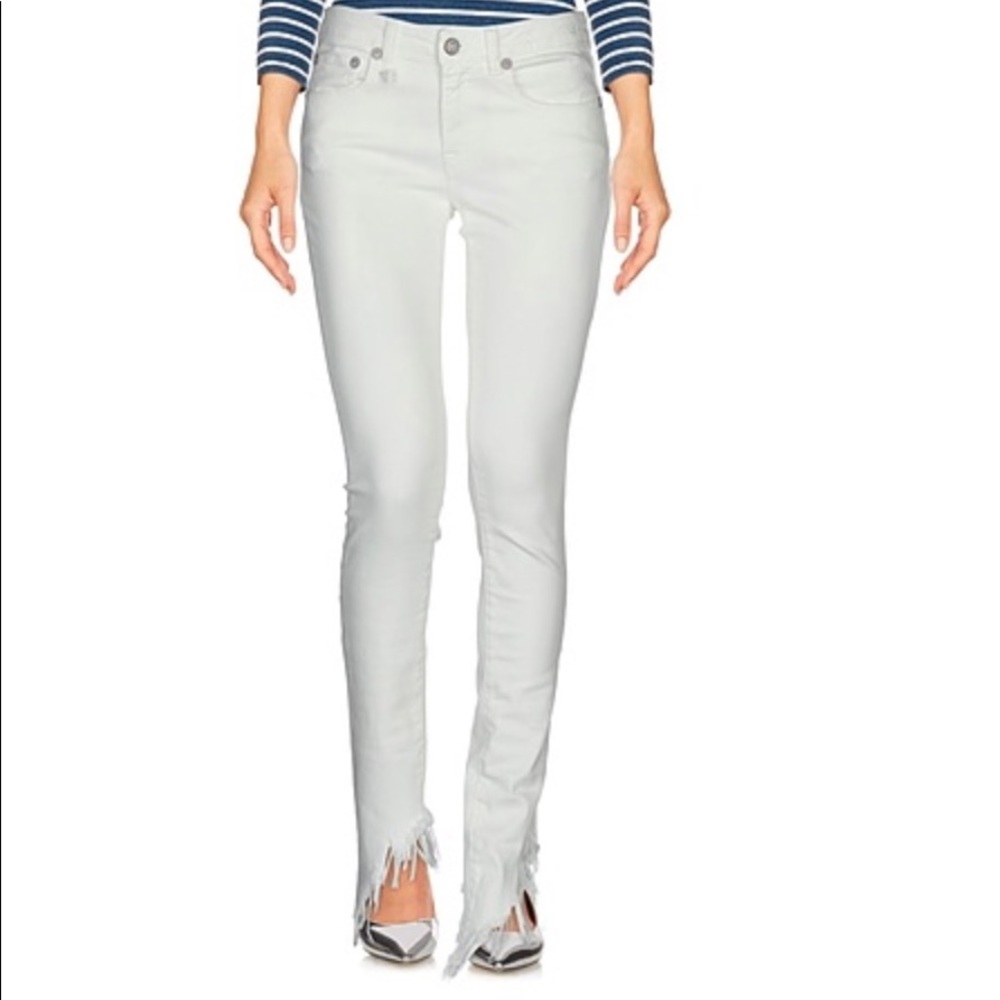 R13 Distressed Skinny jeans in white